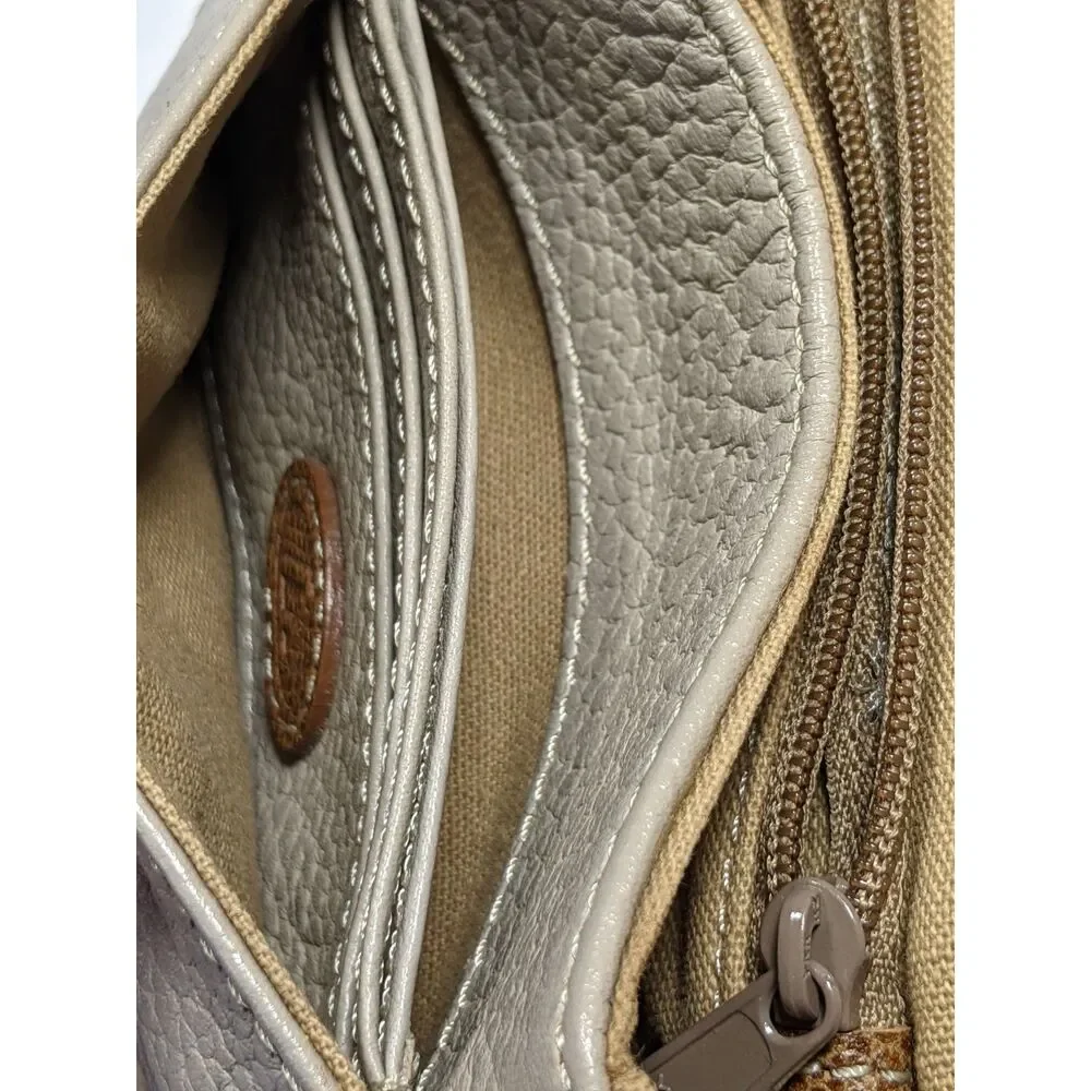 Vintage Liz Claiborne Leather CrossBody Saddle Bag Mini Purse Beige Leather 80s